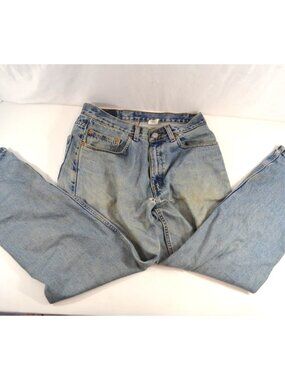 Levis 550 Jeans Size 33x30 Blue Light Wash Distressed Relaxed Fit Mens Vtg